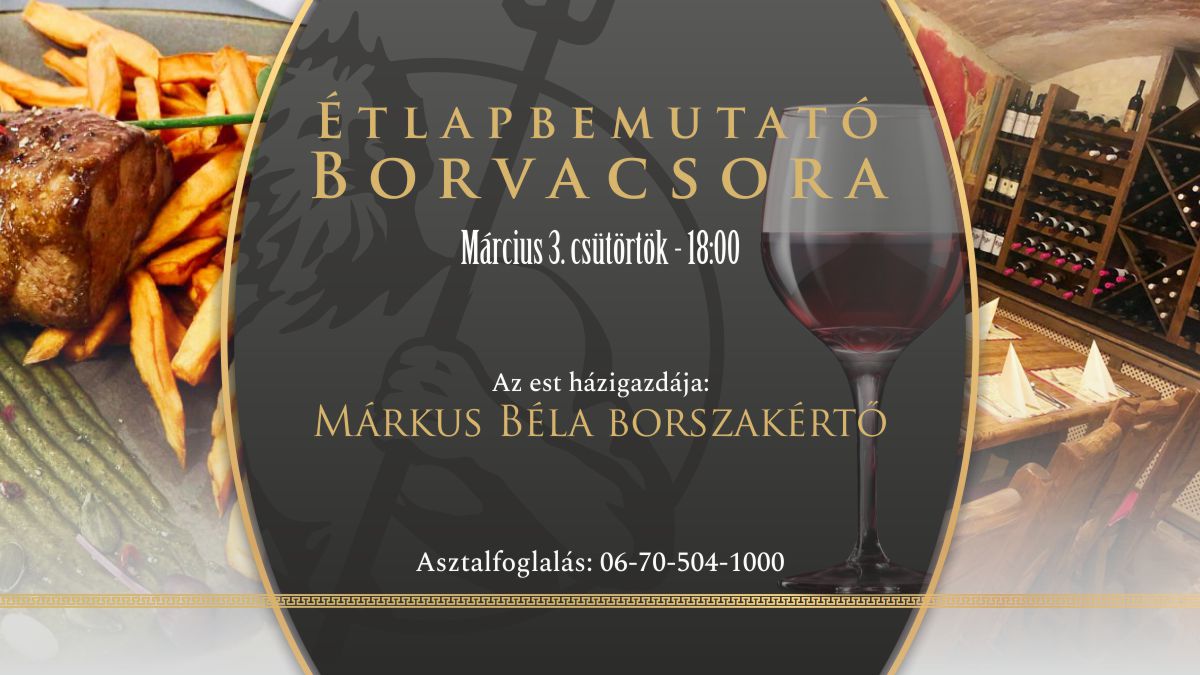 Étlapbemutató borvacsora – Március 3. 18:00